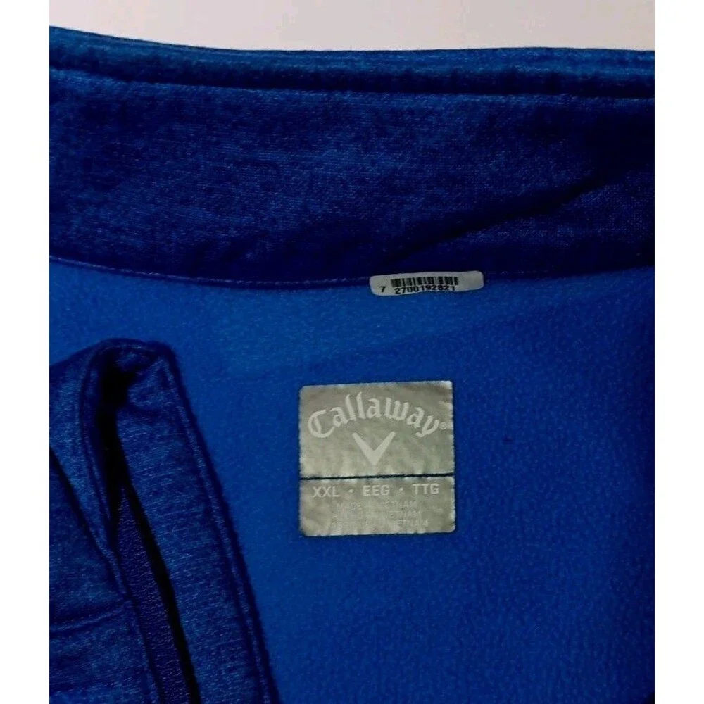 Callaway Sweater Mens 2X Blue Fleece Pullover 1/4 Zip Pockets Golf Casual